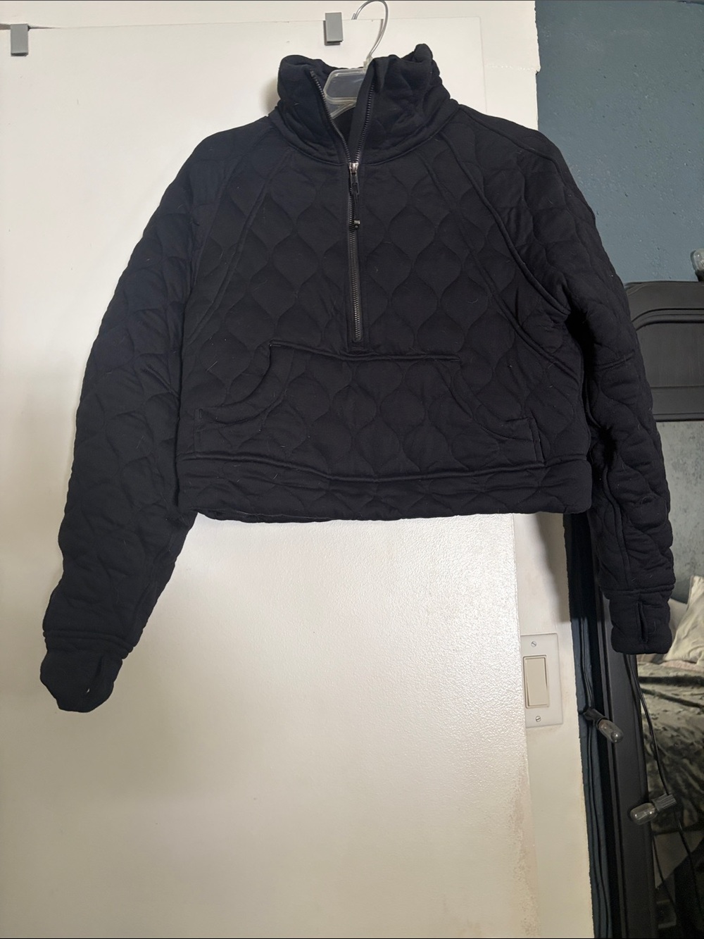 lululemon athletica Black Quilted Half-Zip Pullover Hoodie